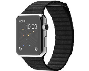 苹果watch(42mm不锈钢表壳搭配黑色/亮蓝色/石纹色/浅棕色皮制回环型表带)