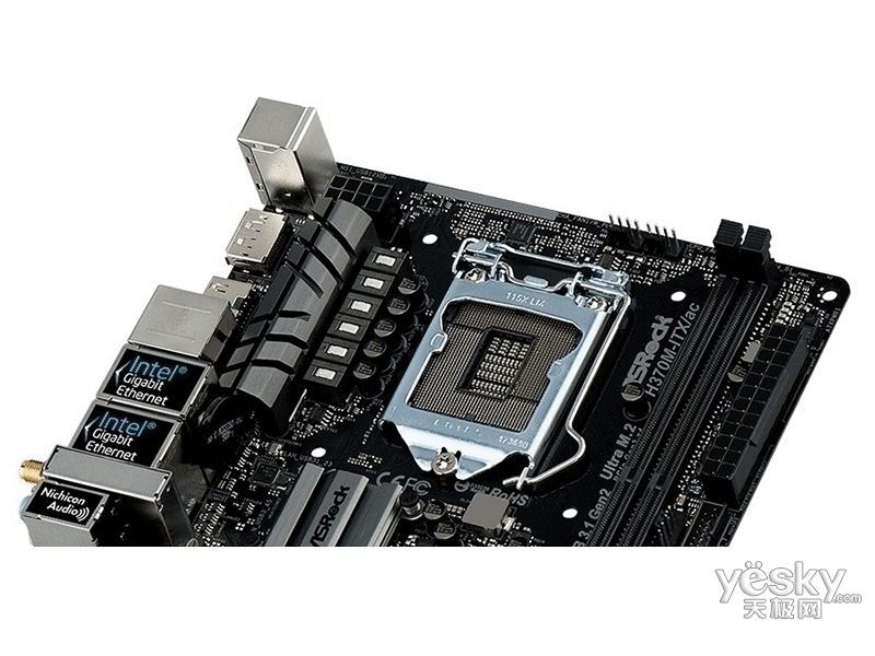 主板 华擎 华擎h370m-itx/ac 图片 机身细节华擎h370m-itx/ac 已经