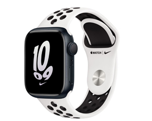 苹果Apple Watch Series 8午夜色铝金属表壳Nike运动表带 雪峰白配黑色 GPS版 45mm