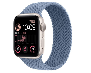 苹果Apple Watch Series SE星光色铝金属表壳编织单圈表带 岩青色 GPS版 40mm