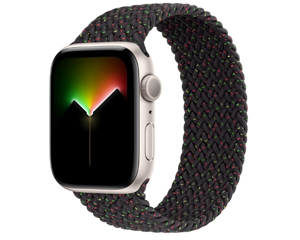 苹果Apple Watch Series SE星光色铝金属表壳编织单圈表带 Black Unity GPS版 44mm
